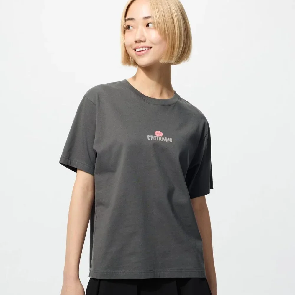 NWT Uniqlo Chiikawa × Joke Bear and Friends Gray T-Shirt US Women Size Small - Picture 2 of 4